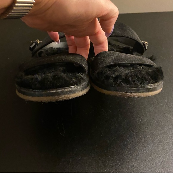 Saint Laurent black leather fur insole sandals sz 10 - Picture 5 of 13